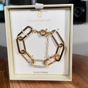 House of Harlow 1960 Gold Chain Link Bracelet w/ Glass Stones NIB